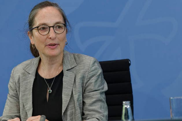 Übergabe Empfehlungen Rentenkommission 2026-06-23 Deutschland, Berlin Pressekonferenz zur Übergabe der Empfehlungen der sogenannten Rentenkommission an Bundeskanzler und Bundesministerin für Arbeit und Soziales. Im Bild Prof. Constanze Janda, Ko-Vorsitzende der Rentenkommission. *** Presentation of the Recommendations of the Pension Commission, June 23, 2026, Berlin, Germany