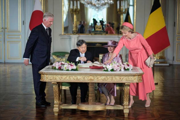 Imperial Couple Visit To Belgium - Day 3 Emperor Naruhito and Empress Masako of Japan visit the Palace of Laeken during a state visit in Brussels, Belgium on June 23, 2026, as part of the 160th anniversary of diplomatic relations between Japan and Belgium, where they are welcomed by Queen Mathilde and King Philippe. Photo by Monasse T ANDBZ ABACAPRESS.COM  Copyright: xMonassexThierry ANDBZ ABACAx