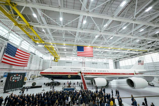 June 23, 2026, Clinton, Md, United States of America: U.S. President Donald Trump remarks after touring the former Qatari Royal Family Boeing 747-8 airliner, now refurbished as Air Force One at the Presidential Airlift Group hangar at Joint Base Andrews, June 19, 2026 in Clinton, Maryland. The aircraft was gifted to President Donald Trump by the House of Thani is officially U.S Air Force VC-25B Bridge aircraft replacing Air Force One after final testing. Clinton United States of America - ZUMAp138 20260623_zaa_p138_007 Copyright: xDanielxTorok WhitexHousex