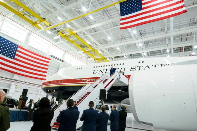 June 23, 2026, Clinton, Md, United States of America: U.S. President Donald Trump tours the former Qatari Royal Family Boeing 747-8 airliner, now refurbished as Air Force One at the Presidential Airlift Group hangar at Joint Base Andrews, June 19, 2026 in Clinton, Maryland. The aircraft was gifted to President Donald Trump by the House of Thani is officially U.S Air Force VC-25B Bridge aircraft replacing Air Force One after final testing. Clinton United States of America - ZUMAp138 20260623_zaa_p138_010 Copyright: xDanielxTorok WhitexHousex