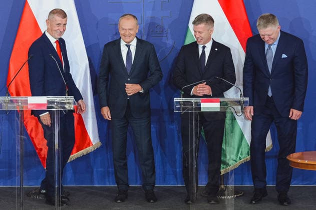 Visegrad Group (V4) summit in Hungary GODOLLO, HUNGARY - JUNE 23: Hungarian Prime Minister Peter Magyar, Slovak Prime Minister Robert Fico, Polish Prime Minister Donald Tusk and Czech Prime Minister Andrej Babis attens Visegrad Group (V4) summit at the Royal Palace of Godollo in Godollo, Hungary, on 23 June 2026. The leaders discussed regional cooperation, European affairs, security, energy policy and current geopolitical challenges during the first V4 prime ministers’ summit in several years. Robert Nemeti Anadolu Godollo Hungary. Editorial use only. Please get in touch for any other usage.  Copyright: x2026xAnadoluxRobertxNemetix