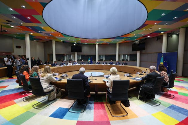 Kazakh President Tokayev joins EU leaders in Brussels for strategic partnership talks BRUSSELS, BELGIUM - JUNE 23: (----EDITORIAL USE ONLY – MANDATORY CREDIT - EU COUNCIL POOL - NO MARKETING NO ADVERTISING CAMPAIGNS - DISTRIBUTED AS A SERVICE TO CLIENTS----) Kazakh President Kassym-Jomart Tokayev, European Commission President Ursula von der Leyen and EU Council President Antonio Costa attend a session on EU-Kazakhstan relations in Brussels, Belgium on June 23, 2026. The EU and Kazakhstan signed several agreements aimed at strengthening transport connections, enhancing cooperation in critical raw materials and accelerating investment projects. EU Council Pool Anadolu Brussels Belgium. Editorial use only. Please get in touch for any  Copyright: x2026xAnadoluxEUxCouncilx xPoolx