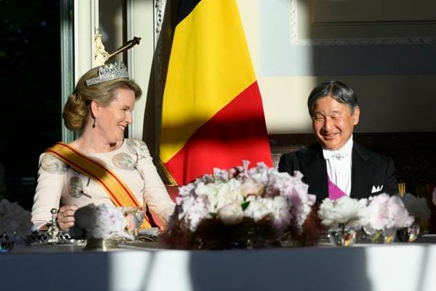 State Visit of the Emperor and the Empress of Japan to Belgium BRUSSELS, BELGIUM - JUNE 23 : Queen Mathilde of Belgium and Emperor Naruhito of Japan pictured during the State Banquet at Laeken Castle during the State Visit of the Emperor and Empress of Japan to Belgium, on June 23, 2026 in Brussels, Belgium, 23 06 2026 Brussels Belgium  Copyright: xPhilipxReynaersx