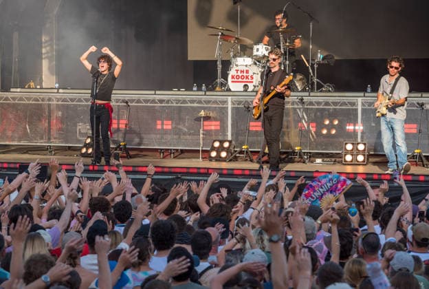 June 23, 2026, Bristol, Bristol, UK: Bristol, UK. The Kooks play on the opening night of the Bristol Sounds series of summer concerts at Canons Marsh Amphitheatre. Other bands playing Bristol Sounds this week include The Streets, Orchestral Manoeuvres In The Dark, and Super Furry Animals. Ticket holders attending The Kooks on Tuesday 23rd June and The Streets on Saturday 27th June are also able to watch England™s World Cup group stage football matches live across three outdoor screens at the harbourside venue. Gig goers can look forward to the hottest week of the year, including a red heat health alert issued by the UK Health Security Agency (UKHSA), from 01:00 on Wednesday until 23:00 on Thursday. Bristol UK  - ZUMAl94_ 20260623_zaf_l94_050 Copyright: xSimonxChapmanx