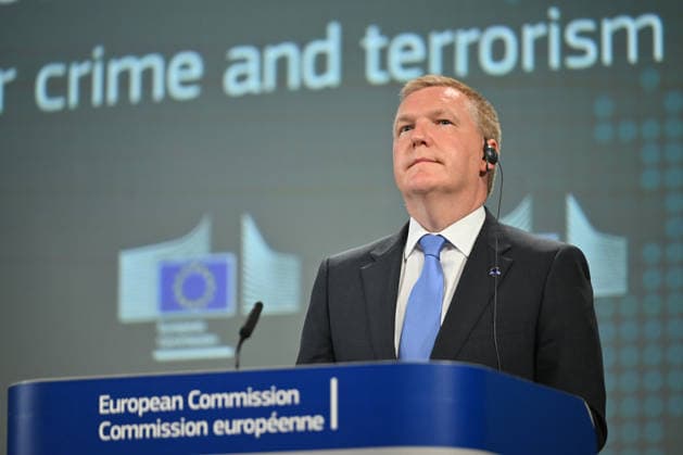 European Commission holds press conference on Law Enforcement and Criminal Justice Package BRUSSELS, BELGIUM - JUNE 24: European Commissioner for Democracy, Justice, Rule of Law and Consumer Protection Michael McGrath speaks during a press conference on the Law Enforcement and Criminal Justice Package in Brussels, Belgium, on June 24, 2026. Executive Vice-President of the European Commission Henna Virkkunen and European Commissioner for Internal Affairs and Migration Magnus Brunner also attended the press conference. Dursun Aydemir Anadolu Brussels Belgium. Editorial use only. Please get in touch for any other usage.  Copyright: x2026xAnadoluxDursunxAydemirx