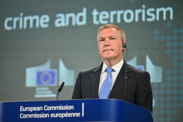 European Commission holds press conference on Law Enforcement and Criminal Justice Package BRUSSELS, BELGIUM - JUNE 24: European Commissioner for Democracy, Justice, Rule of Law and Consumer Protection Michael McGrath speaks during a press conference on the Law Enforcement and Criminal Justice Package in Brussels, Belgium, on June 24, 2026. Executive Vice-President of the European Commission Henna Virkkunen and European Commissioner for Internal Affairs and Migration Magnus Brunner also attended the press conference. Dursun Aydemir Anadolu Brussels Belgium. Editorial use only. Please get in touch for any other usage.  Copyright: x2026xAnadoluxDursunxAydemirx