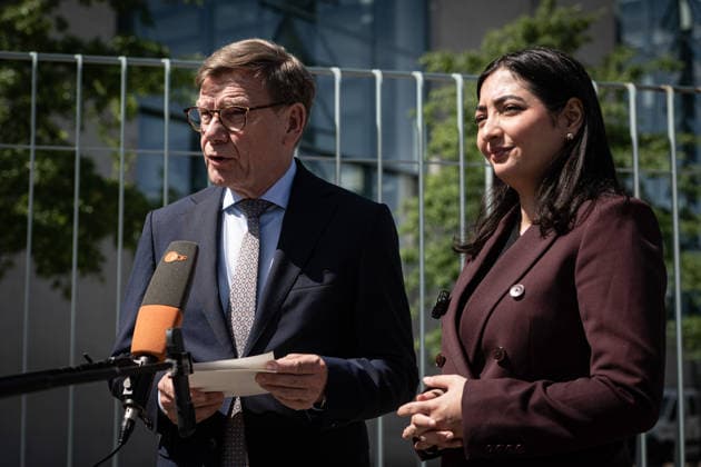 Berlin, Pressestatement von Alabali Radovan und Johann Wadephul Außenminister Johann Wadephul (CDU) und Entwicklungsministerin Alabali Radovan (SPD) geben am 24.06.2026 eine gemeinsame Pressekonferenz vor dem Bundeskanzleramt in Berlin im Anschluss an die Sitzung des Bundeskabinetts. Berlin Berlin Deutschland *** Berlin, Press Statement by Alabali Radovan and Johann Wadephul