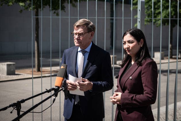 Berlin, Pressestatement von Alabali Radovan und Johann Wadephul Außenminister Johann Wadephul (CDU) und Entwicklungsministerin Alabali Radovan (SPD) geben am 24.06.2026 eine gemeinsame Pressekonferenz vor dem Bundeskanzleramt in Berlin im Anschluss an die Sitzung des Bundeskabinetts. Berlin Berlin Deutschland *** Berlin, Press Statement by Alabali Radovan and Johann Wadephul
