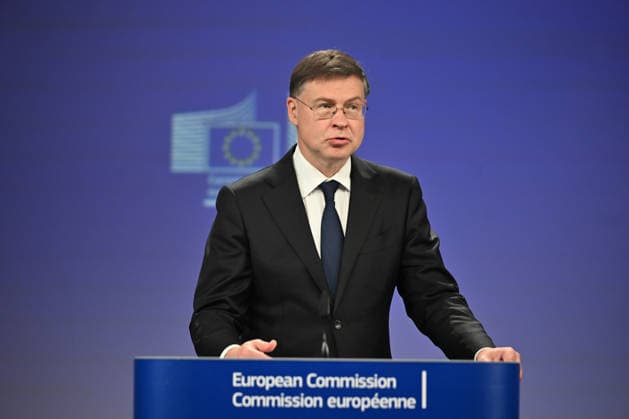 European Commission members Valdis Dombrovskis and Wopke Hoekstra hold a press conference in Brussels BRUSSELS, BELGIUM - JUNE 24: European Commission Executive Vice-President for Economy Valdis Dombrovskis and European Commissioner Wopke Hoekstra (not seen) hold a joint press conference on taxation and energy products legislation in Brussels, Belgium, on June 24, 2026. Dursun Aydemir Anadolu Brussels Belgium. Editorial use only. Please get in touch for any other usage.  Copyright: x2026xAnadoluxDursunxAydemirx