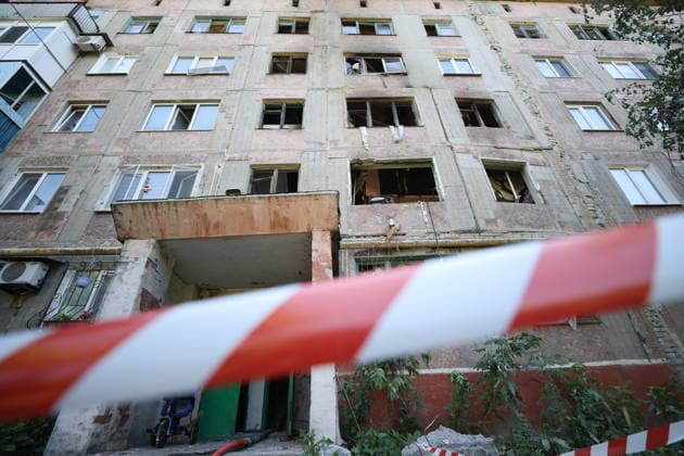 RUSSIA, GORLOVKA - JUNE 24, 2026: An apartment block destroyed in a drone attack. Dmitry Yagodkin TASS  94215016