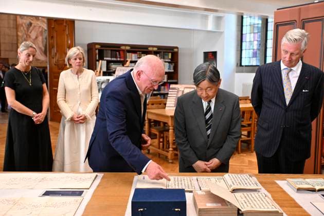 State Visit of the Emperor and the Empress of Japan to Belgium LEUVEN, BELGIUM - JUNE 24 : Emperor Naruhito of Japan and King Philippe - Filip of Belgium pictured during a visit to the East Asian Library at KU Leuven (Catholic University of Leuven) during the state visit of the Emperor and Empress of Japan to Belgium, on June 24, 2026 in Leuven, Belgium, 24 06 2026 Leuven Belgium  Copyright: xBertxVanxDenxBrouckex