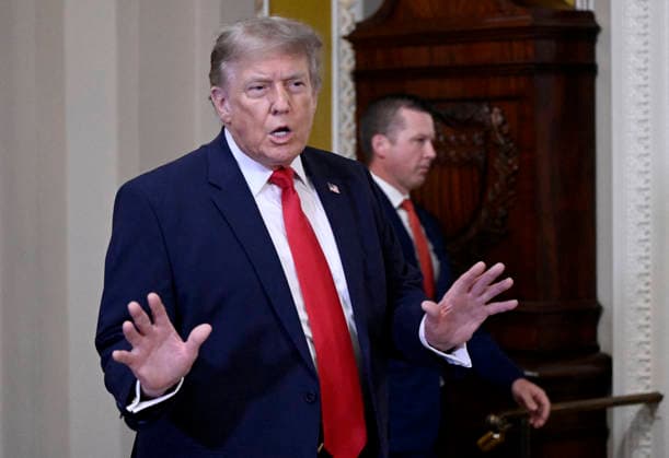 US President Donald Trump attends the Senate Steering Committee Lunch at the US Capitol US President Donald Trump speaks to members of the media as he attends the Senate Steering Committee Lunch at the US Capitol on June 24, 2026 in Washington, DC. Photo by Olivier Douliery ABACAPRESS.COM Washington DC United States  Copyright: xDoulieryxOlivier ABACAx
