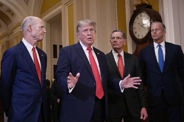 US President Donald Trump attends the Senate Steering Committee Lunch at the US Capitol US President Donald Trump speaks to members of the media as he attends the Senate Steering Committee Lunch at the US Capitol on June 24, 2026 in Washington, DC. Photo by Olivier Douliery ABACAPRESS.COM Washington DC United States  Copyright: xDoulieryxOlivier ABACAx