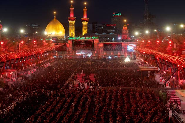Muharram month events in Iraq KARBALA, IRAQ - JUNE 24: Shiite Muslims gather between the shrines of Imam Hussein and Abbas during a mourning ceremony held as part of Muharram commemorations, honoring Imam Hussein and his 72 companions who were martyred in Karbala, despite temperatures exceeding 48 degrees Celsius, on June 24, 2026, in Karbala, Iraq. Murtadha Al-Sudani Anadolu Karbala Iraq. Editorial use only. Please get in touch for any other usage.  Copyright: x2026xAnadoluxMurtadhaxAl-Sudanix