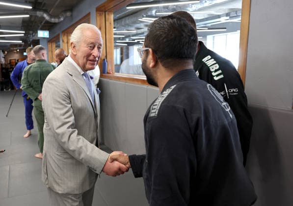 King Charles visits REORG King Charles visits REORG to hear about their work supporting military personnel, veterans and emergency service workers through Brazilian Jiu Jitsu training, in London, UK, on the 24th June 2026. Picture by Chris Jackson WPA-Pool London REORG London United Kingdom  WHA-0830