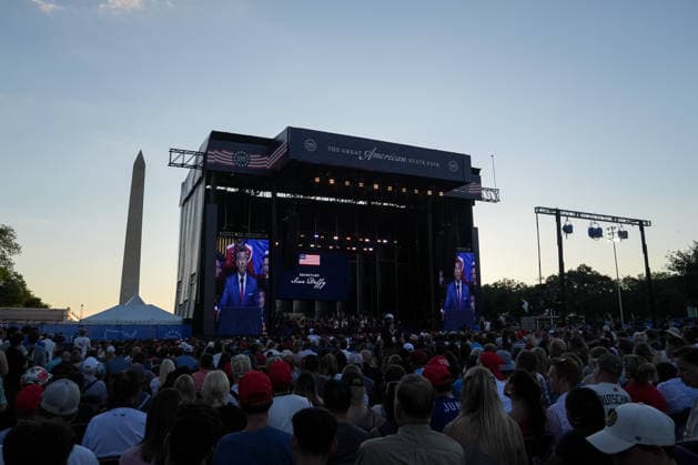 Great American State Fair ahead of U.S. 250th anniversary WASHINGTON, D.C., UNITED STATES - JUNE 24: People gather during the kick-off celebration for the Great American State Fair on the National Mall in Washington, D.C., on June 24, 2026. The fair will be held from June 25 to July 10, 2026, as part of celebrations marking the 250th anniversary of U.S. independence. Mehmet Eser Anadolu Washington DC United States. Editorial use only. Please get in touch for any other usage.  Copyright: x2026xAnadoluxMehmetxEserx