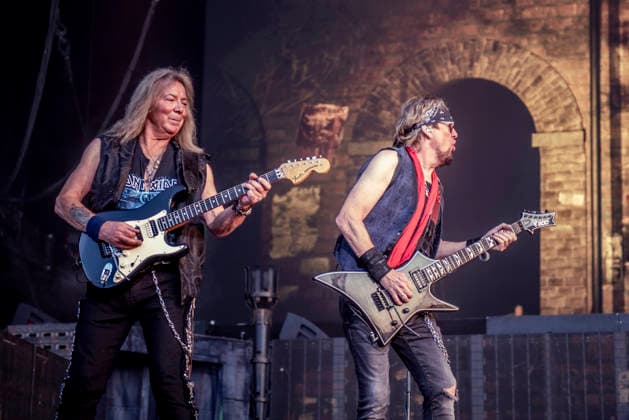 Iron Maiden live at Copenhell 2026 Copenhagen, Denmark. 24th, June 2026. The English heavy metal band Iron Maiden performs a live concert during the Danish heavy metal festival Copenhell 2026 in Copenhagen. Here guitarists Dave Murray (L) and Adrian Smith (R) are seen live on stage. Denmark, Copenhagen  Copyright: xGonzalesxPhoto MathiasxBakxLarsenx