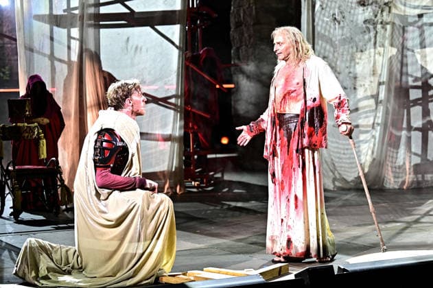 Bad Hersfelder Festspiele - Parzival . Schauspieler Thiess Brammer und Jörg Thieme während der Fotoprobe zur Inszenierung Parzival im Rahmen der Bad Hersfelder Festspiele am 24.06.2026 in der Stiftsruine Bad Hersfeld. 20260624MWI130131 *** Bad Hersfeld Festival: Parzival Actors Thiess Brammer and Jörg Thieme during the photo shoot for the production of Parzival as part of the Bad Hersfeld Festival on June 24, 2026, at the Bad Hersfeld Abbey Ruins 20260624MWI130131