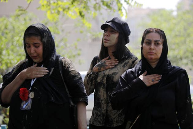 Mourners commemorate Karbala martyrs on Ashura in Iran??????? TEHRAN, IRAN - JUNE 25: Members of the Lur ethnic community take part in the traditional Gil-mali (mud-smearing) ritual during Ashura commemorations at Osshaghol Abbas Hosseiniyeh in Tehran, Iran, on June 25, 2026. Marking the anniversary of the martyrdom of Imam Hussein, the grandson of Prophet Muhammad, and his 72 companions in Karbala, participants covered themselves in mud as a sign of mourning and remembrance. Fatemeh Bahrami Anadolu Tehran Iran. Editorial use only. Please get in touch for any other usage.  Copyright: x2026xAnadoluxFatemehxBahramix