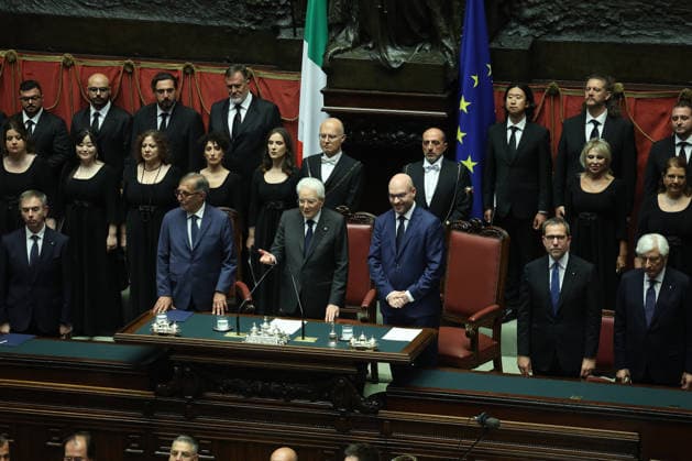 IPA86041227 - Rome, Italy June 25, 2026: Ignazio La Russa, Sergio Mattarella, Lorenzo Fontana. Commemorative ceremony marking the 80th anniversary of the first session of the Constituent Assembly, held on June 25, 1946. The event commemorated the start of the work that led to the drafting of the Constitution of the Italian Republic, paying tribute to the key figures of the constitutional era and to the founding values of Italian democracy.  Copyright: xmarcoxiacobuccix xmarcoxiacobuccix 86041227