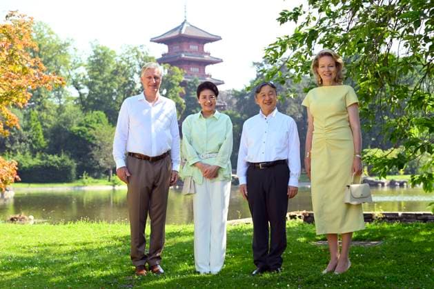 State Visit of the Emperor and the Empress of Japan to Belgium BRUSSELS, BELGIUM - JUNE 25 : Emperor Naruhito of Japan, Empress Masako of Japan, Queen Mathilde of Belgium and King Philippe - Filip of Belgium pictured during the visit of the Royal Greenhouses during the state visit of the Emperor and Empress of Japan to Belgium, on June 25, 2026 in Brussels, Belgium, 25 06 2026 Brussels Belgium  Copyright: xPhilipxReynaersx