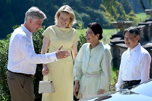 State Visit of the Emperor and the Empress of Japan to Belgium BRUSSELS, BELGIUM - JUNE 25 : King Philippe - Filip of Belgium and Queen Mathilde of Belgium bid farewell near the Serres du Congo to Emperor Naruhito and Empress Masako of Japan during their state visit to Belgium on June 25, 2026 in Brussels, Belgium Brussels Belgium  Copyright: xBertxVanxDenxBrouckex