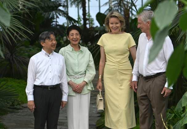 State Visit of the Emperor and the Empress of Japan to Belgium BRUSSELS, BELGIUM - JUNE 25 : Emperor Naruhito of Japan, Empress Masako of Japan, Queen Mathilde of Belgium and King Philippe - Filip of Belgium pictured during the visit of the Royal Greenhouses during the state visit of the Emperor and Empress of Japan to Belgium, on June 25, 2026 in Brussels, Belgium, 25 06 2026 Brussels Belgium  Copyright: xBertxVanxDenxBrouckex