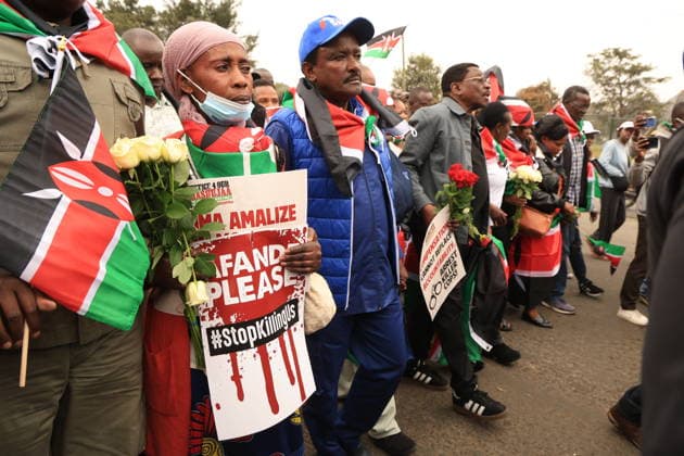 Demonstrators mark second anniversary of deadly Gen Z protests in Kenya NAIROBI, KENYA - JUNE 25: Demonstrators gather near Kenya s Parliament building during a protest marking the second anniversary of the deadly anti-finance bill demonstrations in Nairobi, Kenya, on June 25, 2026. Families of victims, activists and citizens commemorated those killed during the 2024 protests, which were led largely by Generation Z against a controversial finance bill, while demanding accountability and justice despite heavy police presence and security barricades. Lucas Mukasa Anadolu Nairobi Kenya. Editorial use only. Please get in touch for any other usage.  Copyright: x2026xAnadoluxLucasxMukasax