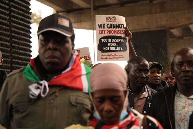 Demonstrators mark second anniversary of deadly Gen Z protests in Kenya NAIROBI, KENYA - JUNE 25: Demonstrators gather near Kenya s Parliament building during a protest marking the second anniversary of the deadly anti-finance bill demonstrations in Nairobi, Kenya, on June 25, 2026. Families of victims, activists and citizens commemorated those killed during the 2024 protests, which were led largely by Generation Z against a controversial finance bill, while demanding accountability and justice despite heavy police presence and security barricades. Lucas Mukasa Anadolu Nairobi Kenya. Editorial use only. Please get in touch for any other usage.  Copyright: x2026xAnadoluxLucasxMukasax