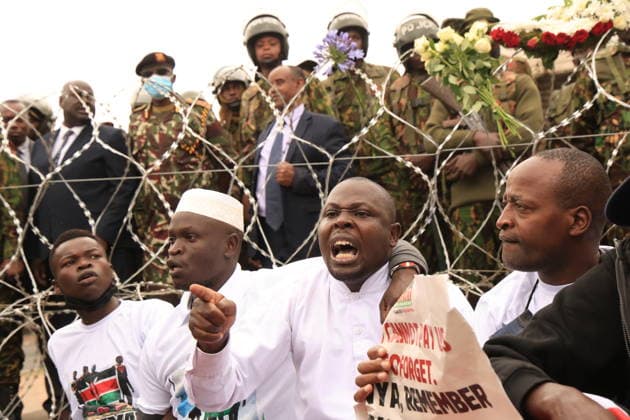 Demonstrators mark second anniversary of deadly Gen Z protests in Kenya NAIROBI, KENYA - JUNE 25: Demonstrators gather near Kenya s Parliament building during a protest marking the second anniversary of the deadly anti-finance bill demonstrations in Nairobi, Kenya, on June 25, 2026. Families of victims, activists and citizens commemorated those killed during the 2024 protests, which were led largely by Generation Z against a controversial finance bill, while demanding accountability and justice despite heavy police presence and security barricades. Lucas Mukasa Anadolu Nairobi Kenya. Editorial use only. Please get in touch for any other usage.  Copyright: x2026xAnadoluxLucasxMukasax