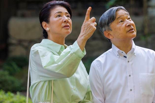 State Visit of the Emperor and the Empress of Japan to Belgium BRUSSELS, BELGIUM - JUNE 25 : Emperor Naruhito of Japan, Empress Masako of Japan pictured during the visit of the garden and the Japanese Tower during the state visit of the Emperor and Empress of Japan to Belgium, on June 25, 2026 in Brussels, Belgium, 25 06 2026 Brussels Belgium  Copyright: xOlivierxMatthysx
