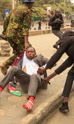 Demonstration held on the second anniversary of the deadly Generation Z protests in Kenya NAIROBI, KENYA - JUNE 25: Kenyan security forces intervene and detain a protester as a demonstration was held on the second anniversary of the protests that erupted in 2024 against the controversial finance bill led by Generation Z and resulted in the deaths of dozens of people in Nairobi, Kenya, on June 25, 2026. Families of those who lost their lives, activists, and citizens gathered in front of the parliament building to commemorate the victims despite heavy police barricades and lockdown measures in the capital. Lucas Mukasa Anadolu Nairobi Kenya. Editorial use only. Please get in touch for any other usage.  Copyright: x2026xAnadoluxLucasxMukasax