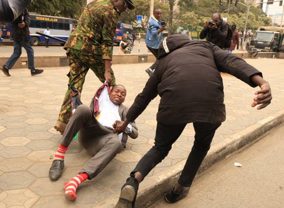 Demonstration held on the second anniversary of the deadly Generation Z protests in Kenya NAIROBI, KENYA - JUNE 25: Kenyan security forces intervene and detain a protester as a demonstration was held on the second anniversary of the protests that erupted in 2024 against the controversial finance bill led by Generation Z and resulted in the deaths of dozens of people in Nairobi, Kenya, on June 25, 2026. Families of those who lost their lives, activists, and citizens gathered in front of the parliament building to commemorate the victims despite heavy police barricades and lockdown measures in the capital. Lucas Mukasa Anadolu Nairobi Kenya. Editorial use only. Please get in touch for any other usage.  Copyright: x2026xAnadoluxLucasxMukasax