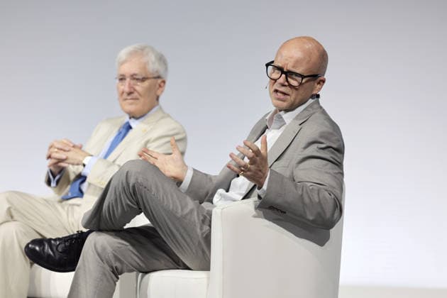 Toby Young and Robert George onstage at the Alliance for Responsible Citizenship Conference 2026. Image Licensed to Parsons Media. 25 06 2026. London, United Kingdom. The Alliance for Responsible Citizenship Conference 2026.  Copyright: xAndrewxParsonsx xParsonsxMediax PAR-9218-0026