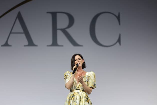Carrie Manolakos performs at the Alliance for Responsible Citizenship Conference 2026. Image Licensed to Parsons Media. 25 06 2026. London, United Kingdom. The Alliance for Responsible Citizenship Conference 2026.  Copyright: xAndrewxParsonsx xParsonsxMediax PAR-9218-0035