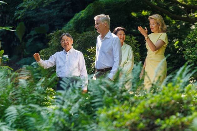 Japanese imperial couple concludes state visit to Belgium BRUSSELS, BELGIUM – JUNE 25: (----EDITORIAL USE ONLY MANDATORY CREDIT - OLIVIER MATTHYS POOL EPA - NO MARKETING NO ADVERTISING CAMPAIGNS - DISTRIBUTED AS A SERVICE TO CLIENTS----) Belgium s King Philippe and Queen Mathilde accompany Japan s Emperor Naruhito and Empress Masako during a visit to the Japanese Tower and its gardens in the Royal Domain of Laeken in Brussels, Belgium, on June 25, 2026. The visit took place on the final day of the Japanese imperial couple s state visit to Belgium marking the 160th anniversary of diplomatic relations between the two countries. Built between 1900 and 1904 on the orders of King Leopold II, the nearly 50-meter-high Japanese Tower is one o  Copyright: x2026xAnadoluxOlivierxMatthys Poolx