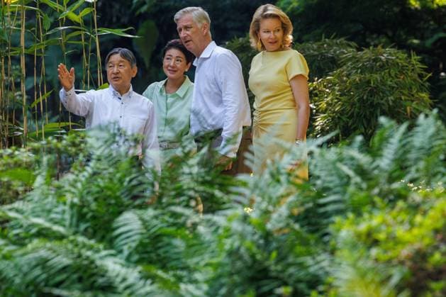 Japanese imperial couple concludes state visit to Belgium BRUSSELS, BELGIUM – JUNE 25: (----EDITORIAL USE ONLY MANDATORY CREDIT - OLIVIER MATTHYS POOL EPA - NO MARKETING NO ADVERTISING CAMPAIGNS - DISTRIBUTED AS A SERVICE TO CLIENTS----) Belgium s King Philippe and Queen Mathilde accompany Japan s Emperor Naruhito and Empress Masako during a visit to the Japanese Tower and its gardens in the Royal Domain of Laeken in Brussels, Belgium, on June 25, 2026. The visit took place on the final day of the Japanese imperial couple s state visit to Belgium marking the 160th anniversary of diplomatic relations between the two countries. Built between 1900 and 1904 on the orders of King Leopold II, the nearly 50-meter-high Japanese Tower is one o  Copyright: x2026xAnadoluxOlivierxMatthys Poolx