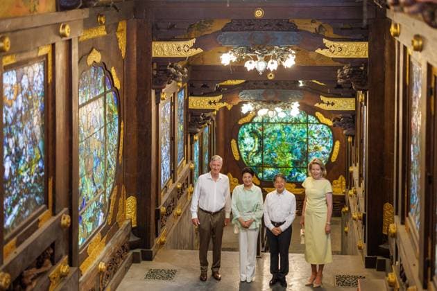Japanese imperial couple concludes state visit to Belgium BRUSSELS, BELGIUM – JUNE 25: (----EDITORIAL USE ONLY MANDATORY CREDIT - OLIVIER MATTHYS POOL EPA - NO MARKETING NO ADVERTISING CAMPAIGNS - DISTRIBUTED AS A SERVICE TO CLIENTS----) Belgium s King Philippe and Queen Mathilde accompany Japan s Emperor Naruhito and Empress Masako during a visit to the Japanese Tower and its gardens in the Royal Domain of Laeken in Brussels, Belgium, on June 25, 2026. The visit took place on the final day of the Japanese imperial couple s state visit to Belgium marking the 160th anniversary of diplomatic relations between the two countries. Built between 1900 and 1904 on the orders of King Leopold II, the nearly 50-meter-high Japanese Tower is one o  Copyright: x2026xAnadoluxOlivierxMatthys Poolx