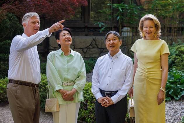 Japanese imperial couple concludes state visit to Belgium BRUSSELS, BELGIUM – JUNE 25: (----EDITORIAL USE ONLY MANDATORY CREDIT - OLIVIER MATTHYS POOL EPA - NO MARKETING NO ADVERTISING CAMPAIGNS - DISTRIBUTED AS A SERVICE TO CLIENTS----) Belgium s King Philippe and Queen Mathilde accompany Japan s Emperor Naruhito and Empress Masako during a visit to the Japanese Tower and its gardens in the Royal Domain of Laeken in Brussels, Belgium, on June 25, 2026. The visit took place on the final day of the Japanese imperial couple s state visit to Belgium marking the 160th anniversary of diplomatic relations between the two countries. Built between 1900 and 1904 on the orders of King Leopold II, the nearly 50-meter-high Japanese Tower is one o  Copyright: x2026xAnadoluxOlivierxMatthys Poolx