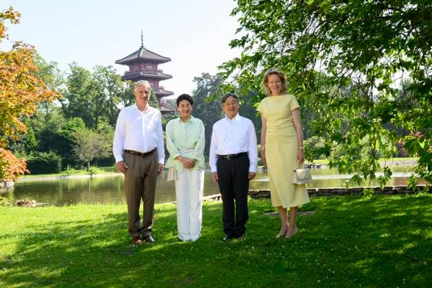 State Visit of the Emperor and the Empress of Japan to Belgium BRUSSELS, BELGIUM - JUNE 25 : Emperor Naruhito of Japan, Empress Masako of Japan, King Philippe - Filip of Belgium and Queen Mathilde of Belgium pictured during a wallk in the Royal Greenhouses of Laeken during the state visit of the Emperor and Empress of Japan to Belgium, on June 25, 2026 in Brussels, Belgium, 25 06 2026 Brussels Belgium  Copyright: xPhilipxReynaersx