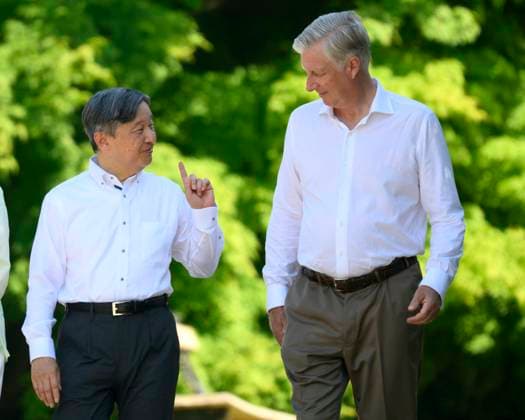 State Visit of the Emperor and the Empress of Japan to Belgium BRUSSELS, BELGIUM - JUNE 25 : Emperor Naruhito of Japan, King Philippe - Filip of Belgium pictured during a wallk in the Royal Greenhouses of Laeken during the state visit of the Emperor and Empress of Japan to Belgium, on June 25, 2026 in Brussels, Belgium, 25 06 2026 Brussels Belgium  Copyright: xPhilipxReynaersx