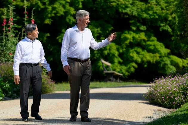 State Visit of the Emperor and the Empress of Japan to Belgium BRUSSELS, BELGIUM - JUNE 25 : Emperor Naruhito of Japan, King Philippe - Filip of Belgium pictured during a wallk in the Royal Greenhouses of Laeken during the state visit of the Emperor and Empress of Japan to Belgium, on June 25, 2026 in Brussels, Belgium, 25 06 2026 Brussels Belgium  Copyright: xPhilipxReynaersx
