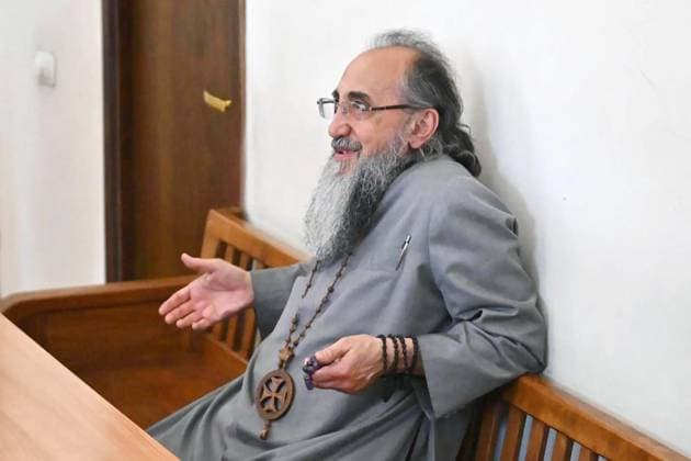 Armenia Archbishop Coup Plot Trial 9195170 25.06.2026 Archbishop Mikael Ajapahyan, head of the Shirak Diocese of the Armenian Apostolic Church, attends a hearing at the Court of Appeal in Yerevan, Armenia. The court released Ajapakhyan from house arrest and overturned the verdict of the Criminal Court of General Jurisdiction of Yerevan. On October 3, 2025 a Criminal Court of General Jurisdiction sentenced Ajapahyan to two years in prison for calling for the seizure of power and the violent overthrow of the constitutional order. Aram Nersesyan Sputnik Yerevan Armenia  Copyright: xAramxNersesyanx