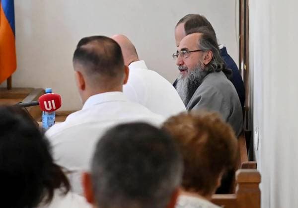 Armenia Archbishop Coup Plot Trial 9195172 25.06.2026 Archbishop Mikael Ajapahyan, head of the Shirak Diocese of the Armenian Apostolic Church, attends a hearing at the Court of Appeal in Yerevan, Armenia. The court released Ajapakhyan from house arrest and overturned the verdict of the Criminal Court of General Jurisdiction of Yerevan. On October 3, 2025 a Criminal Court of General Jurisdiction sentenced Ajapahyan to two years in prison for calling for the seizure of power and the violent overthrow of the constitutional order. Aram Nersesyan Sputnik Yerevan Armenia  Copyright: xAramxNersesyanx