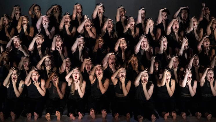 June 25, 2026, London, London, UK: LONDON, UK. The cast performs at the Southbank CentreÃ¢â‚¬â ¢s Queen Elizabeth Hall during the UK premiere of Ã¢â‚¬ËœColossusÃ¢â‚¬â ¢ by Australian choreographer Stephanie Lake. Fifty final year students from London Contemporary Dance School at The Place are performing in a show, 25 to 27 June, which is part of the Southbank CentreÃ¢â‚¬â ¢s 75th anniversary programme. London UK  - ZUMAl94_ 20260625_zaf_l94_034 Copyright: xStephenxChungx