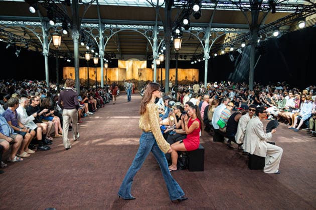 PFW Amiri Runway Menswear NB A model walks the runway during the Amiri Menswear Spring Summer 2027 show as part of Paris Fashion Week on June 25, 2026 in Paris, France. Photo by Nasser Berzane ABACAPRESS.COM Paris France  Copyright: xBerzanexNasser ABACAx