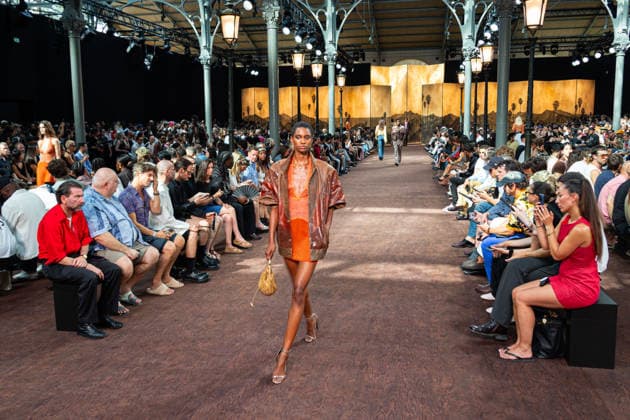 PFW Amiri Runway Menswear NB A model walks the runway during the Amiri Menswear Spring Summer 2027 show as part of Paris Fashion Week on June 25, 2026 in Paris, France. Photo by Nasser Berzane ABACAPRESS.COM Paris France  Copyright: xBerzanexNasser ABACAx