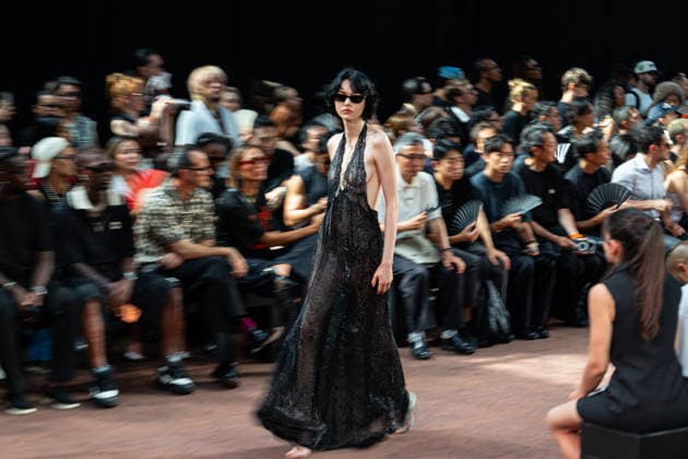 PFW Amiri Runway Menswear NB A model walks the runway during the Amiri Menswear Spring Summer 2027 show as part of Paris Fashion Week on June 25, 2026 in Paris, France. Photo by Nasser Berzane ABACAPRESS.COM Paris France  Copyright: xBerzanexNasser ABACAx