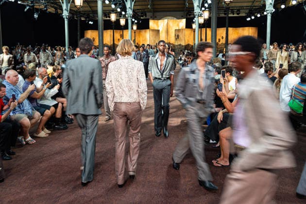 PFW Amiri Runway Menswear NB A model walks the runway during the Amiri Menswear Spring Summer 2027 show as part of Paris Fashion Week on June 25, 2026 in Paris, France. Photo by Nasser Berzane ABACAPRESS.COM Paris France  Copyright: xBerzanexNasser ABACAx