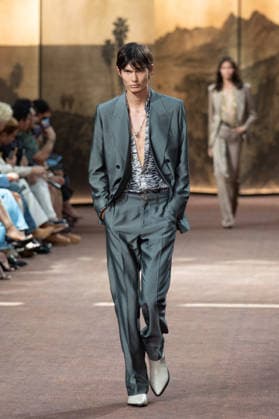PFW Amiri Runway Menswear NB A model walks the runway during the Amiri Menswear Spring Summer 2027 show as part of Paris Fashion Week on June 25, 2026 in Paris, France. Photo by Nasser Berzane ABACAPRESS.COM Paris France  Copyright: xBerzanexNasser ABACAx